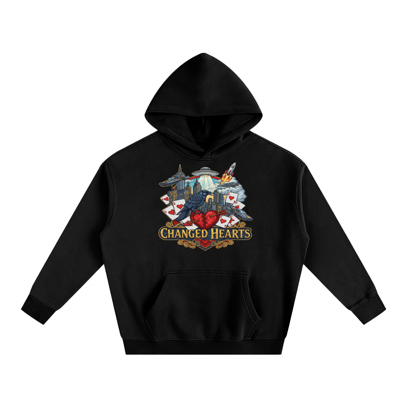Crow Future Oversize Fleeced Hoodie